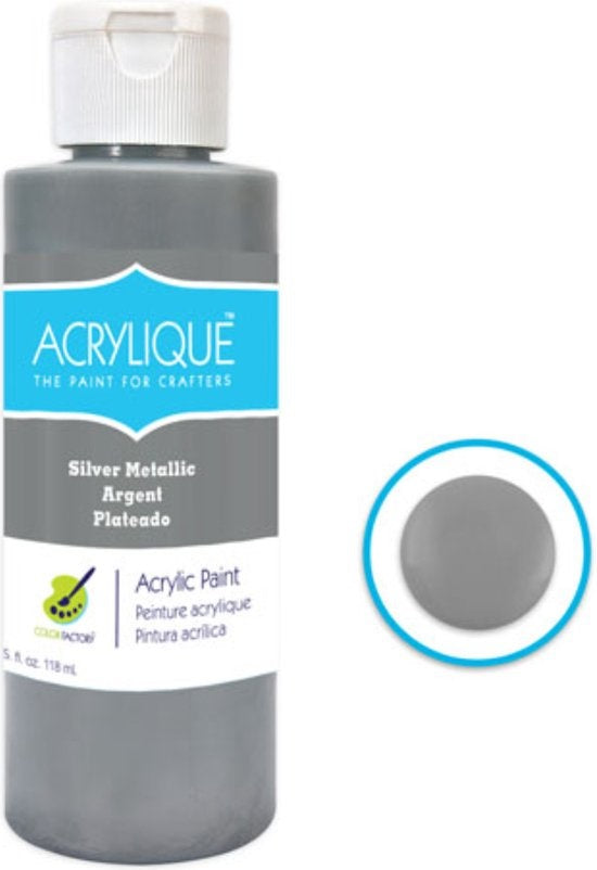 Acrylverf waterbasis Silver Metallic " Zilver metallic " 118ml - Sneldrogend waterbasis Permanent