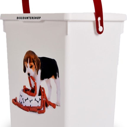 Hondenvoercontainer - 4L Opbergdoos voor Honden- & Kattenvoer - Wit & Praktisch - 19cm x 22cm x 23.50cm
