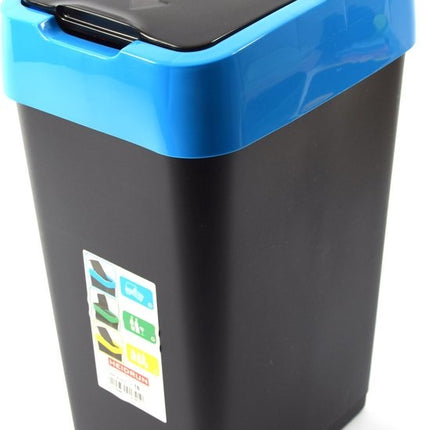 Set van 3 Sorteer Prullenbakken 60L - Schommeldeksel - Afvalscheidingsbak - Zwart - 3-Delig XL Afvalemmer