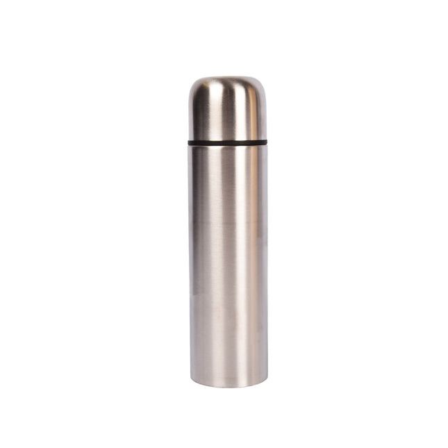 Thermosfles van BPA-vrij Roestvrij Staal En Rubber | 500 ml | Zilver | 1 Stuk | Dubbelwandig | 24.5 cm x 6.5 cm x 6.5 cm | Lekvrij Geïsoleerd Deksel | Herbruikbaar En Vaatwasserbestendig