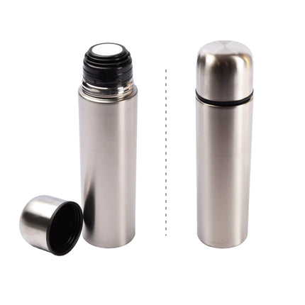 Thermosfles van BPA-vrij Roestvrij Staal En Rubber | 500 ml | Zilver | 1 Stuk | Dubbelwandig | 24.5 cm x 6.5 cm x 6.5 cm | Lekvrij Geïsoleerd Deksel | Herbruikbaar En Vaatwasserbestendig