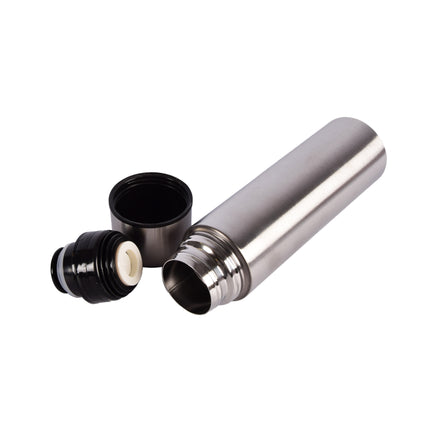 Thermosfles van BPA-vrij Roestvrij Staal En Rubber | 500 ml | Zilver | 1 Stuk | Dubbelwandig | 24.5 cm x 6.5 cm x 6.5 cm | Lekvrij Geïsoleerd Deksel | Herbruikbaar En Vaatwasserbestendig
