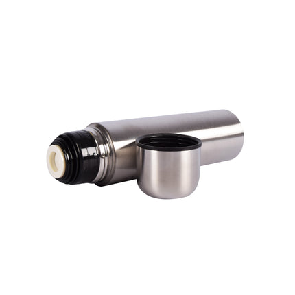 Thermosfles van BPA-vrij Roestvrij Staal En Rubber | 500 ml | Zilver | 1 Stuk | Dubbelwandig | 24.5 cm x 6.5 cm x 6.5 cm | Lekvrij Geïsoleerd Deksel | Herbruikbaar En Vaatwasserbestendig