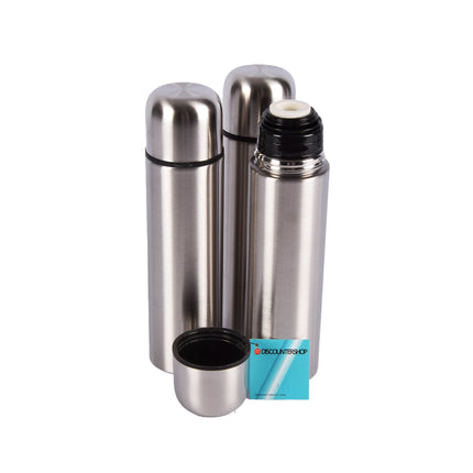 Uw Hydratatieheld Hier Met Set van 3 Thermosflessen 500ml | Zilver | 6.5cm x 6.5cm x 24.5cm | Dubbelwandige RVSThermosfles | BPA-Vrij | Herbruikbaar en  Vaatwasserbestendig