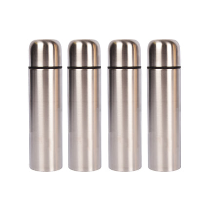 Thermosfles 500ml | Zilver | RVS Thermosfles | 4 stuks | Roestvrijstalen Dubbelwandige Thermoskan | Houdt tot 24 Uur Koud | Vaatwasserbestendig | Milieuvriendelijke Herbruikbare Drinkflessen