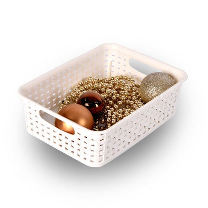 12x Praktische Witte Opbergboxjes (600g): Stapelbaar, Licht en Eenvoudig Draagbaar! Afmetingen - 20cm x 15cm x 6cm - 1.65L per stuk
