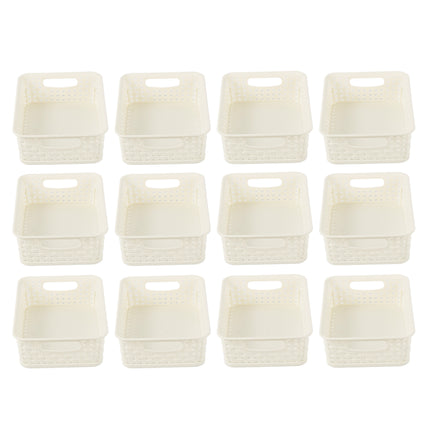 12x Praktische Witte Opbergboxjes (600g): Stapelbaar, Licht en Eenvoudig Draagbaar! Afmetingen - 20cm x 15cm x 6cm - 1.65L per stuk