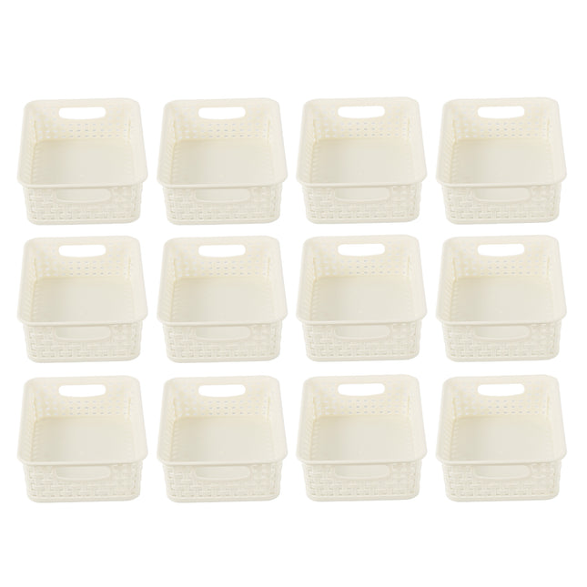 12x Praktische Witte Opbergboxjes (600g): Stapelbaar, Licht en Eenvoudig Draagbaar! Afmetingen - 20cm x 15cm x 6cm - 1.65L per stuk