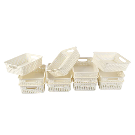 12x Praktische Witte Opbergboxjes (600g): Stapelbaar, Licht en Eenvoudig Draagbaar! Afmetingen - 20cm x 15cm x 6cm - 1.65L per stuk