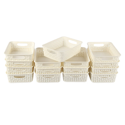 15 Witte Opbergmanden (750g): Compact, Licht & Draagbaar - 20cm x 15cm x 6cm - 1.65L per Mandje