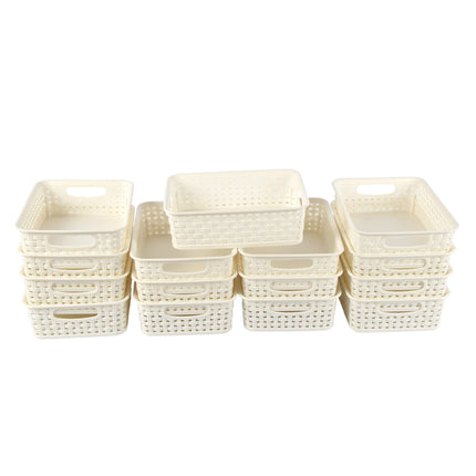 15 Witte Opbergmanden (750g): Compact, Licht & Draagbaar - 20cm x 15cm x 6cm - 1.65L per Mandje