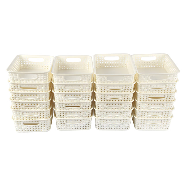 Handige Opbergbakken - Wit - 20x15x6cm - 24 Stuks | Voor Speelgoed & Knutselspullen