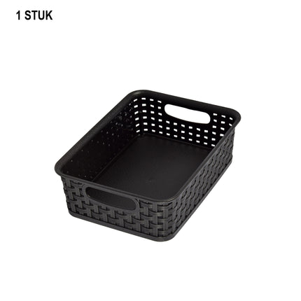 Zwarte Opbergbox met Handvatten - Praktisch en Stijlvol - 20cm x 15cm x 6cm - 1 Stuk – Opbergmanden