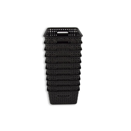 Set van 10 | Rattan Mandje | opbergbox | Zwart | Kunstsof | Mandje | 5 liter | Opbergmandje | Opbergmand | 25cm*20cm*11cm