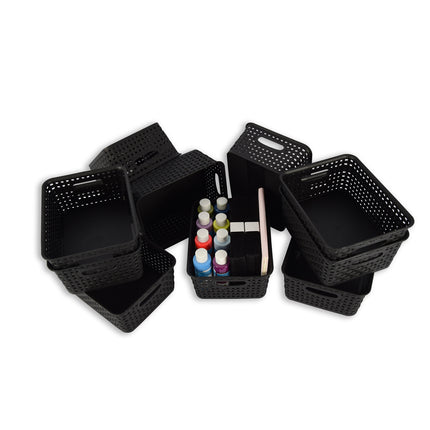 Set van 10 | Rattan Mandje | opbergbox | Zwart | Kunstsof | Mandje | 5 liter | Opbergmandje | Opbergmand | 25cm*20cm*11cm
