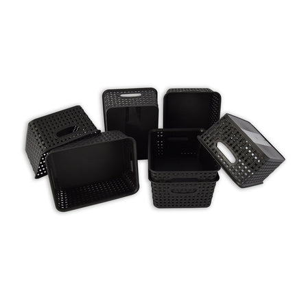 Set van 7 | Rattan Mandje | opbergbox | Zwart | Kunstsof | Mandje | 5 liter | Opbergmandje | Opbergmand | 25cm*20cm*11cm