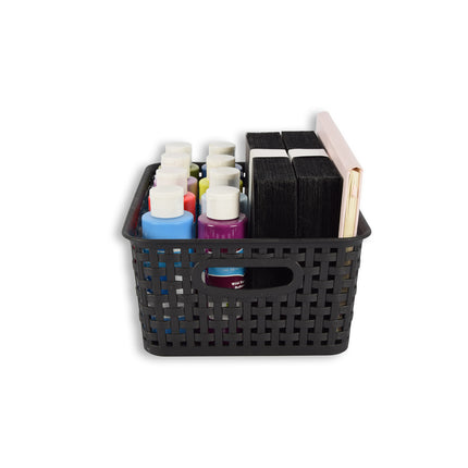 Set van 7 | Rattan Mandje | opbergbox | Zwart | Kunstsof | Mandje | 5 liter | Opbergmandje | Opbergmand | 25cm*20cm*11cm