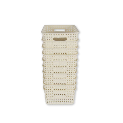 10x | Rattan Mandje | opbergbox | Wit | Kunstsof | Mandje | 5 liter | Opbergmandje | Opbergmand | 25.5cm*19.5cm*10.5cm
