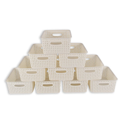 10x | Rattan Mandje | opbergbox | Wit | Kunstsof | Mandje | 5 liter | Opbergmandje | Opbergmand | 25.5cm*19.5cm*10.5cm