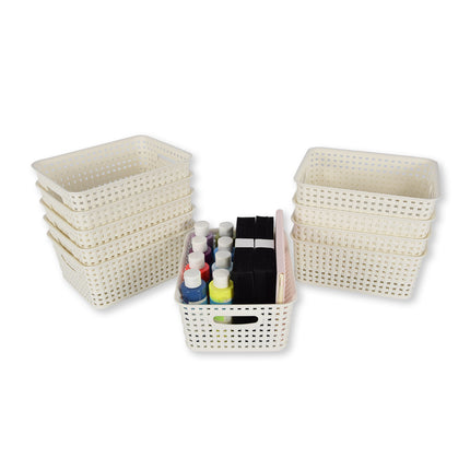 10x | Rattan Mandje | opbergbox | Wit | Kunstsof | Mandje | 5 liter | Opbergmandje | Opbergmand | 25.5cm*19.5cm*10.5cm