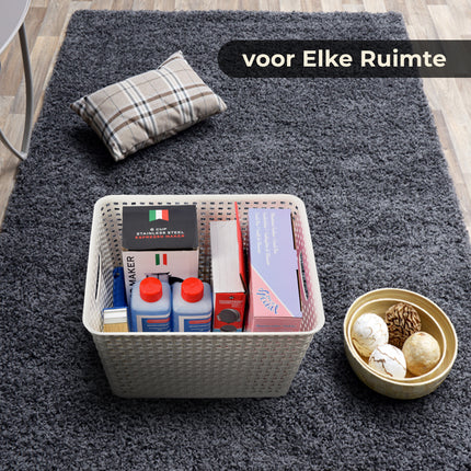 Ruime Kunststof Opbergmanden Set van 2 | Witte Mand Zonder Deksel | 36cm x 29.5cm x 22cm | 17L | Opberger voor Speelgoed | Opbergboxen voor Elke Kamer | Stijlvolle Opbergmandjes voor Stressvrij Organisatie 