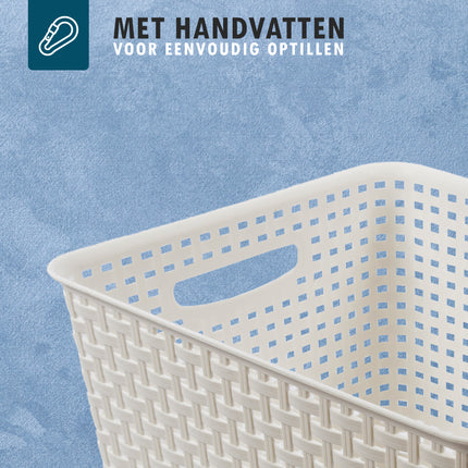 Ruime Kunststof Opbergmanden Set van 2 | Witte Mand Zonder Deksel | 36cm x 29.5cm x 22cm | 17L | Opberger voor Speelgoed | Opbergboxen voor Elke Kamer | Stijlvolle Opbergmandjes voor Stressvrij Organisatie 