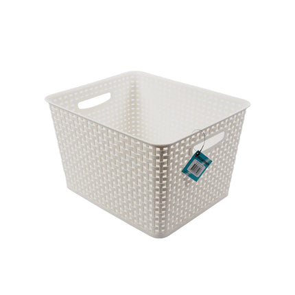 Witte Opbergbak 36cm x 29.5cm x22cm | 17L | Kunststof Opbergmand Zonder Deksel | Eenvoudige Opslag Betrouwbaar Gebruik | Ideaal voor Keuken, Badkamer, Speelgoed en Meer! 