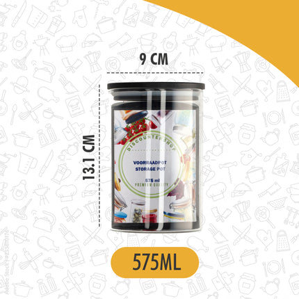 Glazen Voorraadpotten - Set van 2 - 575ml Elk | BPA-vrij | Opbergcontainers met Luchtdicht Bamboe Deksel