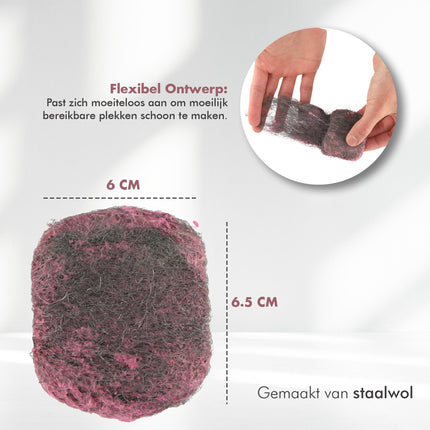 Grijs & Roze Schapenwol Zeepsponzen | 6.5cm x 5.5cm x 0.8cm | 12 Stuks | Eco Friendly Non-Scratch Duurzaam | Voor Keukengerei en Vaste Zeep