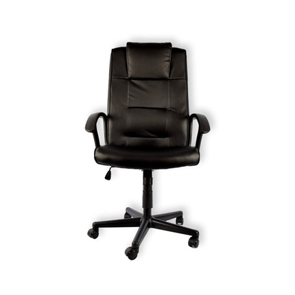 Stijlvolle en Comfortabele Ergonomische Bureaustoel - Zwart - Max gewicht 125KG - Verstelbaar en Design met Eco-lederen Zitting - 62.5CM x 114CM - met Kantelbare rugleuning