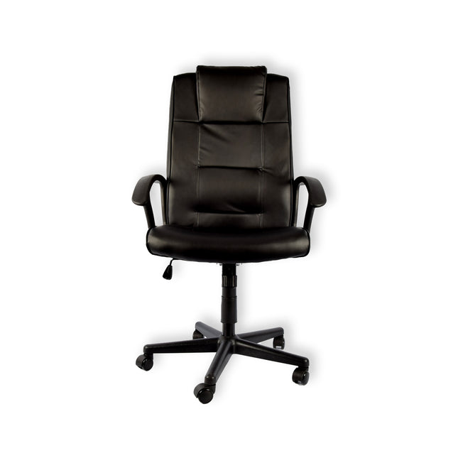 Stijlvolle en Comfortabele Ergonomische Bureaustoel - Zwart - Max gewicht 125KG - Verstelbaar en Design met Eco-lederen Zitting - 62.5CM x 114CM - met Kantelbare rugleuning