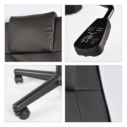 Stijlvolle en Comfortabele Ergonomische Bureaustoel - Zwart - Max gewicht 125KG - Verstelbaar en Design met Eco-lederen Zitting - 62.5CM x 114CM - met Kantelbare rugleuning