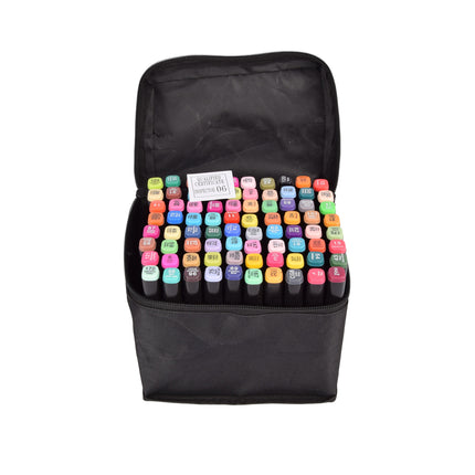 Multikleur Twinmarkers | 80 stuks Markeerstiften met Dubbele Punten Voor Creatief-Knutselen Voor Kinderen en Volwassenen | Professionele Tekenstiften Voor Schetsen Notities Strips en Kleurboeken | Alcohol Markers voor Kunstliefhebbers