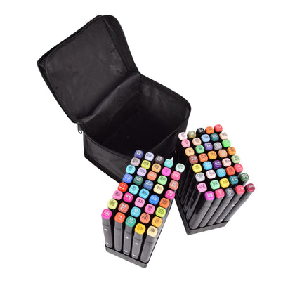 Multikleur Twinmarkers | 80 stuks Markeerstiften met Dubbele Punten Voor Creatief-Knutselen Voor Kinderen en Volwassenen | Professionele Tekenstiften Voor Schetsen Notities Strips en Kleurboeken | Alcohol Markers voor Kunstliefhebbers