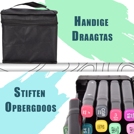 Multikleur Twinmarkers | 80 stuks Markeerstiften met Dubbele Punten Voor Creatief-Knutselen Voor Kinderen en Volwassenen | Professionele Tekenstiften Voor Schetsen Notities Strips en Kleurboeken | Alcohol Markers voor Kunstliefhebbers