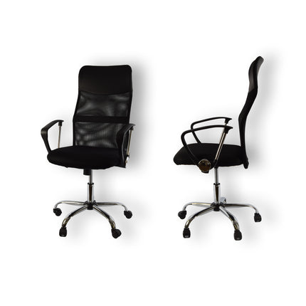 Stijlvolle en Comfortabele Ergonomische Bureaustoel - Zwart - Max gewicht 130KG - Verstelbaar en Design met Eco-lederen Zitting - 60CM x 120CM - met Kantelbare rugleuning - Vlinderhendel