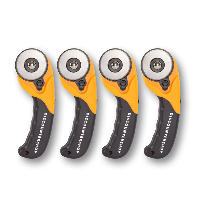 4 Stuks | Handige Rollermes Set | Praktische Rolmes | Duurzame Messenrol | Geel & Zwart | 17cm x 1.8cm x 6cm