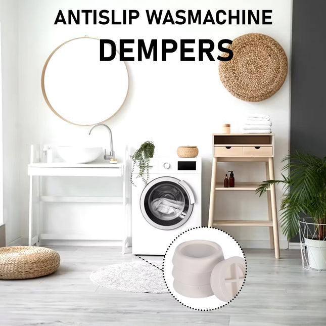 Discountershop® Trillingsdempers | 4 Set | Wasmachine trillingsdempers | 165 gram | Wit | kunststof | Antislip | 6.5cm*2cm 