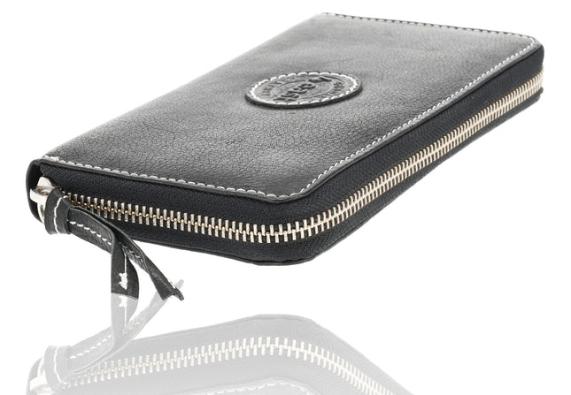Zwarte Dames Portemonnee Met Rits | Leren Portemonnee met RFID - 12 Pasjeshouders, Briefgeld & Muntvak | 20x10x2.5cm | | Beste Portemonnee als Cadeautjes 