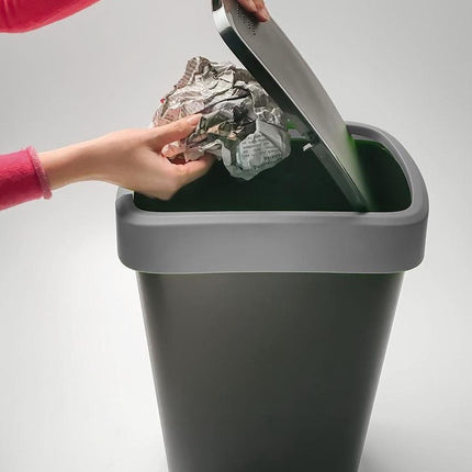 Twist Prullenbak- 50L - 60,2cm - Met Kanteldeksel - Zilver/Zwart
