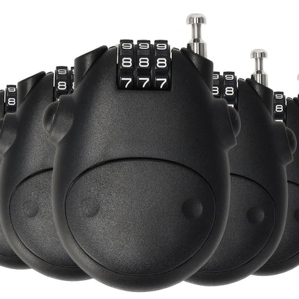Cijferslot Set van 5 – Weerbestendig Slot met Cijfercode voor Ski’s, Snowboards, Koffers, Fietsen, Fatbikes, E-bikes & Mountainbikes – Stalen Kabel 80 cm