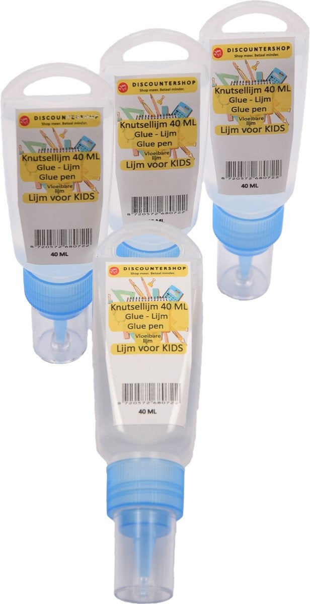 Discountershop 4 Stuks Knutsellijm 40ml Kinderlijm - Knutselen - Goedkope knutsellijm |Alleslijm