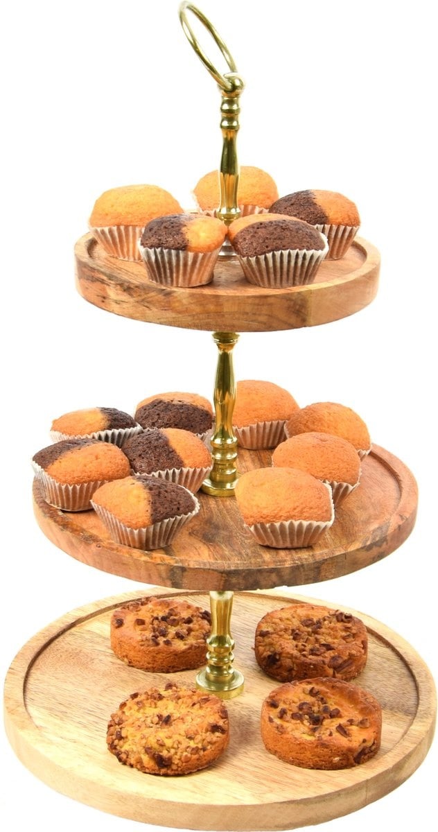 Etagère 3 Laags |handgemaakt | Hoge kwaliteit | Etagere | Mangohout | Houten Hapjesschaal 3 Lagen | Serveerschaal | Tafel Etagère