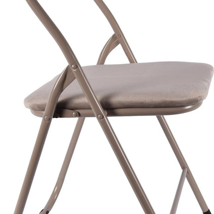 4x Klapstoel met zithoogte van 43 cm Vouwstoel velvet zitvlak en rug bekleed - stoel- tafelstoel - klapstoel - Velvet klapstoel - Luxe klapstoel - Met kussentjes - Stoelen - Klapstoelen - Stoeltje - Premium chair Camel - Groen - Donkerblauw - Beige