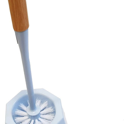 Discountershop - Toiletborstel - Wcborstel kunststof -Toiletborstel in houder - Toiletborstelhouder - Wc borstel - borstel - Roestvrij - Blauw