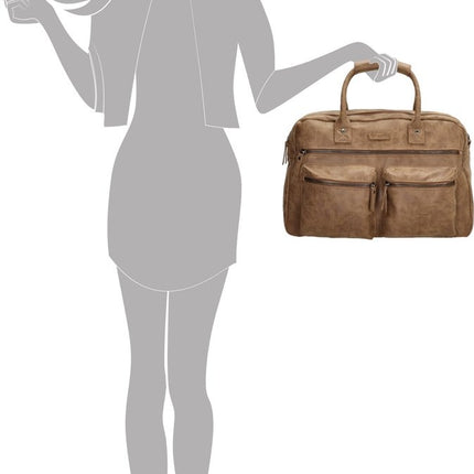 Handtas: Dames Kunstleer cognac - camel - Laptoptas Omhang Hand & Schoudertas Western Bag | Laptoptas 15.6 inch - Hand & Schoudertas Western Bag voor School, Werk & Universiteit | Schoudertas Dames