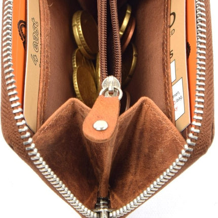 Portemonnee - portemonnee dames - portemonnee heren - portemonnee pasjes - Portemonnee creditcard - Portemonnee met creditcardhouder - 4E-459 -creditcard portemonnee - Lederen portemonnee - Creditcardhouder - Cognac - Camel - RFID Protected Anti skim