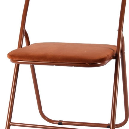 3x Klapstoel met zithoogte van 43 cml Vouwstoel velvet zitvlak en rug bekleed camel bruin