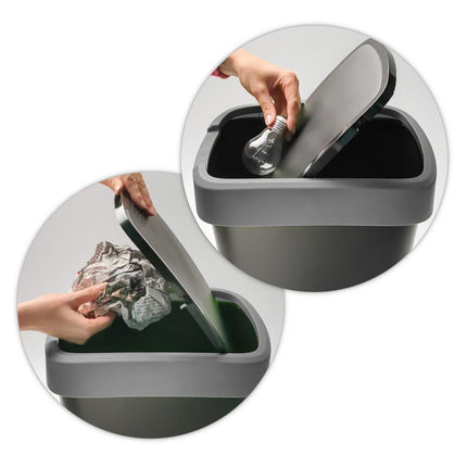 Twist Prullenbak- 50L - 60,2cm - Met Kanteldeksel - Zilver/Zwart