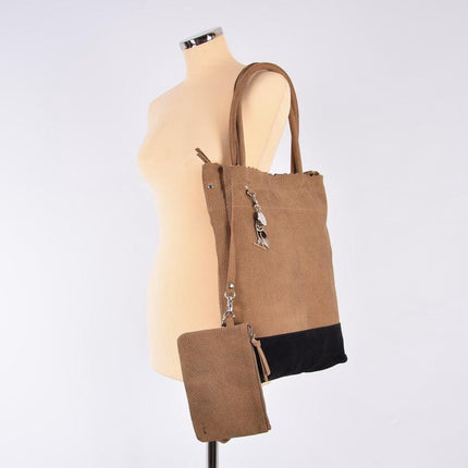 Shopper van 4East met kleine portemonnee, Leren Shopper Zichron 4East bruin